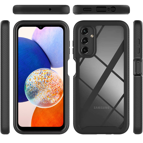 Carcasă pentru Samsung Galaxy A14 4G/5G, Shockproof, cu folie, negru