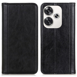 Husa cu clapetă pentru Xiaomi Poco F6, Split Leather, negru