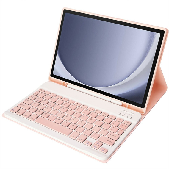 Carcasă + tastatură Samsung Galaxy Tab A9+, Leather Pen Slot, roz rose gold