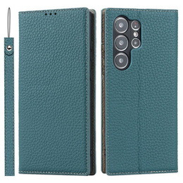 Husă din piele pentru Samsung Galaxy S23 Ultra, ERBORD Grain Leather, albastru