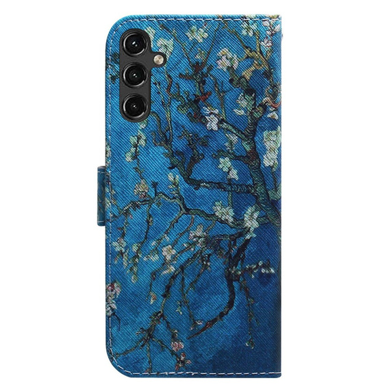 Cu clapetă pentru Samsung Galaxy A14 4G/5G, Wallet, Sakura, albastru