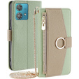 Carcasă flip pentru Motorola Edge 40 Neo 5G, Wallet Zipper Pocket, cu oglindă, verde