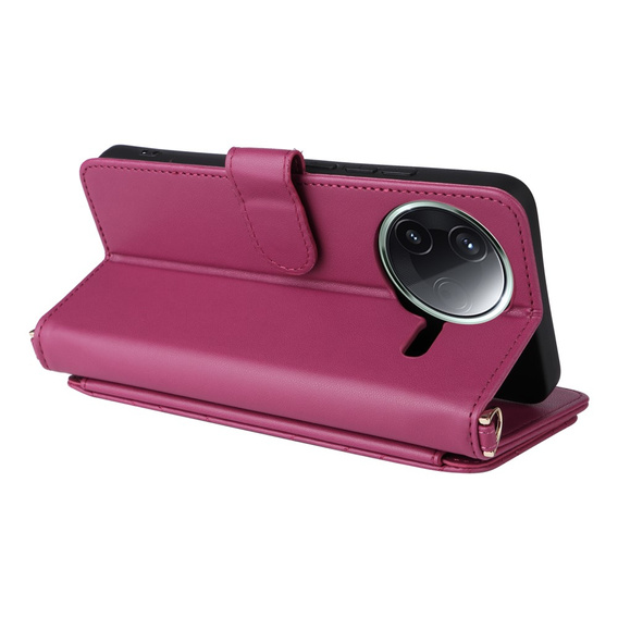 Carcasă cu clapetă pentru Xiaomi Poco F7 Ultra, Crossbody Leather Wallet, maroon