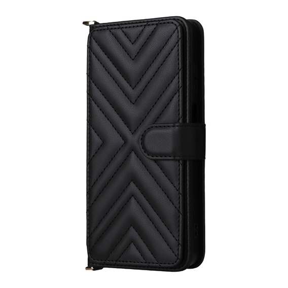 Carcasă cu clapetă pentru Xiaomi Poco M7 Pro 5G, Crossbody Leather Wallet, negru