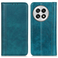 Husa cu clapetă pentru OnePlus 13, Split Leather, verde