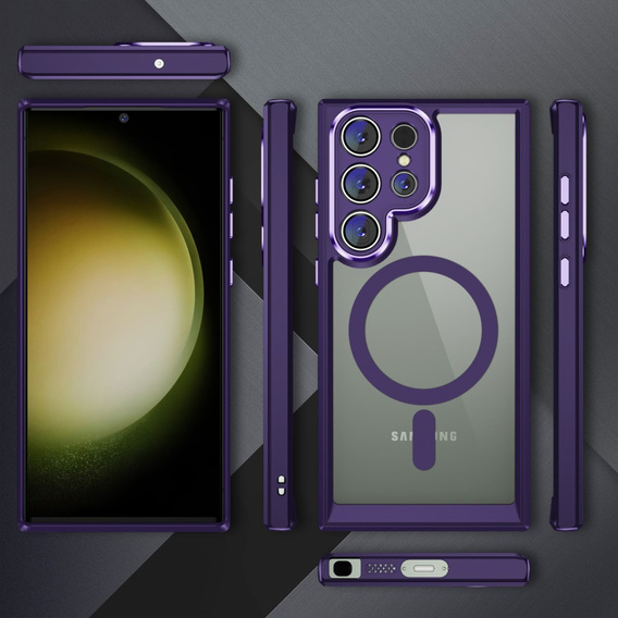Husă pentru Samsung Galaxy S23 Ultra, ERBORD Impact Guard, MagSafe, violet închis