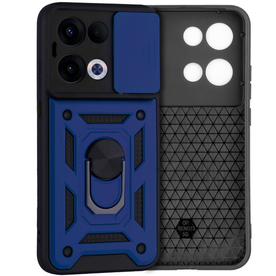 Husă blindată pentru Oppo Reno 13, CamShield Slide, albastru