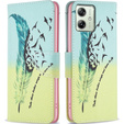 Cu clapetă pentru Motorola Moto G54 5G, Wallet, feather, albastru