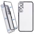 Husa pentru Samsung Galaxy S21, Magnetic Dual Glass, de argint