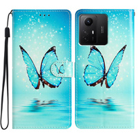 Cu clapetă pentru Xiaomi Redmi Note 12S, Wallet, butterfly, albastru