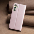 Cu clapetă pentru Samsung Galaxy A25 5G, BINFEN Wallet, roz rose gold + sticlă 9H