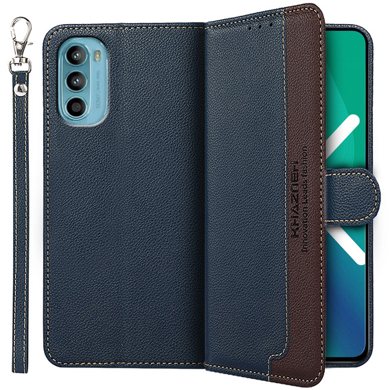 Husa cu clapetă pentru Motorola Moto G52 / G82 5G, KHAZNEH RFID, albastru