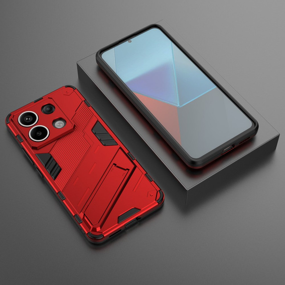 Husa pentru Xiaomi Redmi Note 13 Pro 5G, Military kickstand, roșu