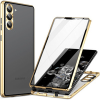 Husa pentru Samsung Galaxy S23 Plus, Magnetic Dual Glass, de aur