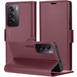 Husă pentru Oppo Reno 12 Pro, ERBORD Glossy Litchi, portofel cu clapetă, roșu