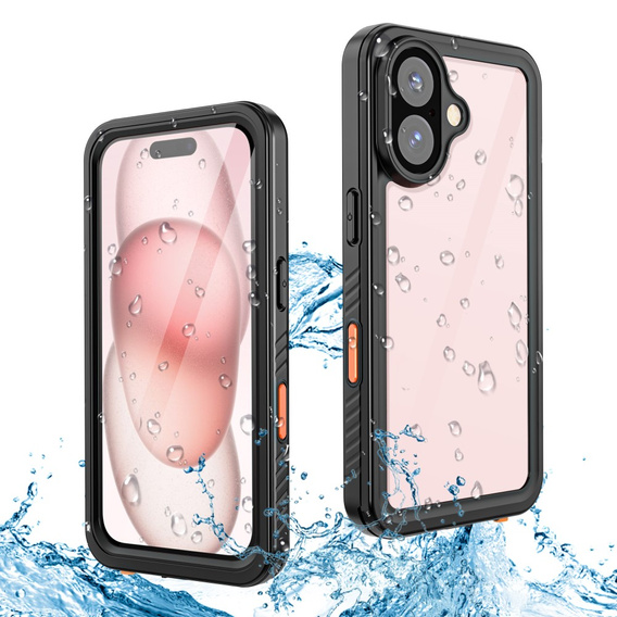 Husă impermeabilă IP68 pentru iPhone 16, negru