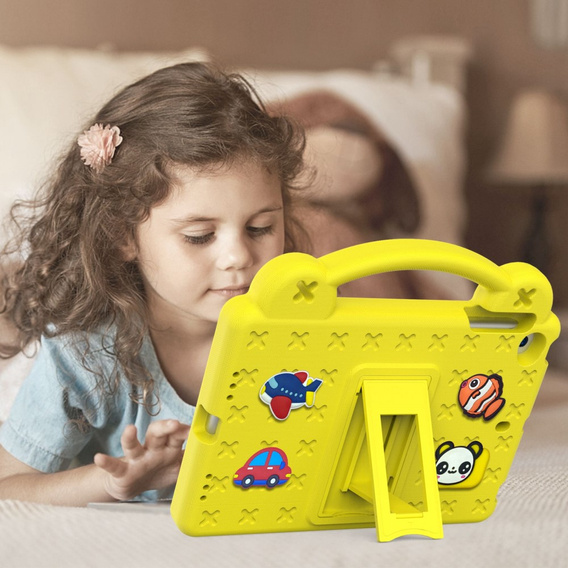 Husă pentru copii pentru iPad mini 7.9" 2019/2015/2014/2013/2012 (5/4/3/2/1 gen.), Cute Patterns, cu suport, galben