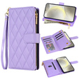 Husă cu clapetă pentru Samsung Galaxy A56 5G, Rhombus Crossbody Leather, violet
