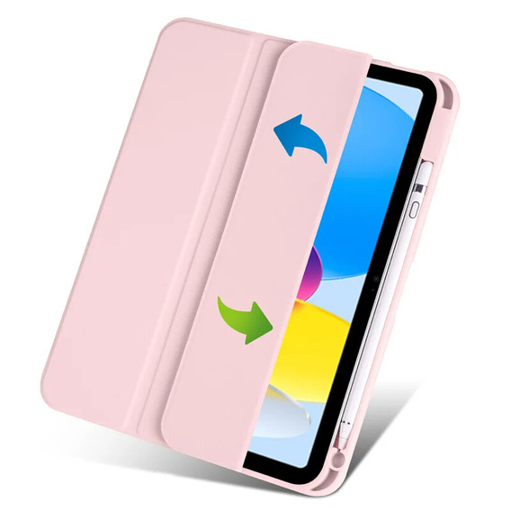 Husă pentru iPad 10.9 2022 10 Gen, Smartcase Hybrid, cu spațiu pentru stylus, roz