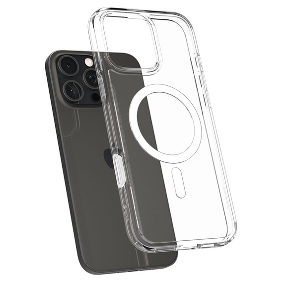 Carcasă ERBORD MagSafe pentru iPhone 16 Pro, buton activ, transparentă + Sticlă pentru ecran