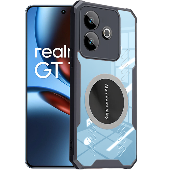 Carcasă pentru Realme GT 7 / 7T, cu placă magnetică, transparent / negru