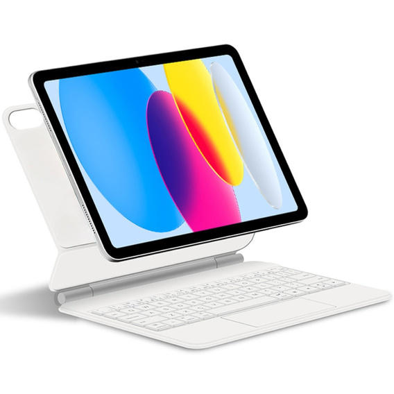 Husă de tastatură pentru iPad 10.9" 2022 (10 gen.) / iPad 11" 2025 A16 (11 gen.), Magnetic Keyboard Touchpad, alb