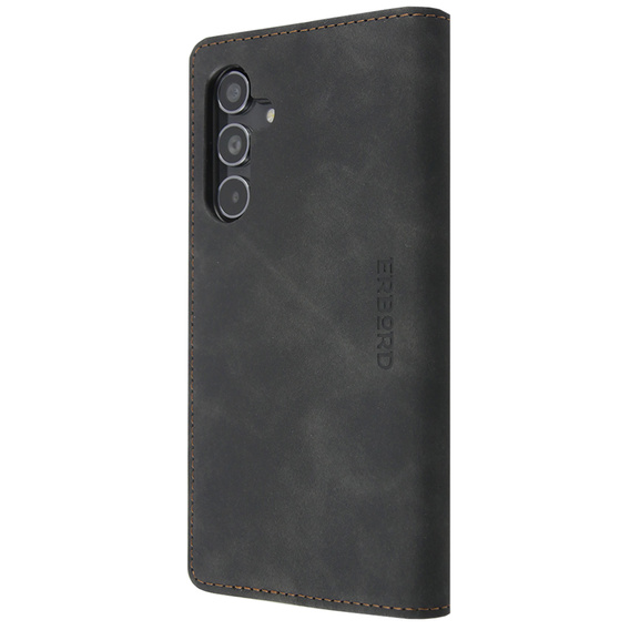 Husă pentru Samsung Galaxy A54, ERBORD Vintage, portofel cu clapetă, negru