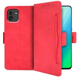 Cu clapetă pentru Samsung Galaxy A03, Card Slot, roșu