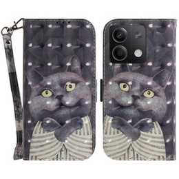 Cu clapetă pentru Xiaomi Redmi Note 13 5G, Wallet, Cat gri