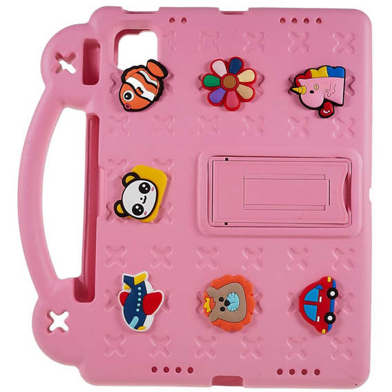 Husă pentru copii pentru Apple iPad Air 11" 6 gen. 2024, Cute Patterns, cu suport, roz
