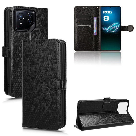 Husa cu clapetă pentru ASUS ROG Phone 8 Pro, Wallet Rhombus, negru
