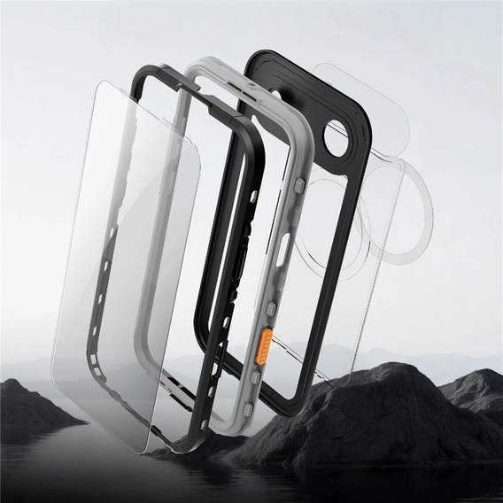 Husă pentru iPhone Air, impermeabilă IP68, SHELLBOX MagSafe, negru