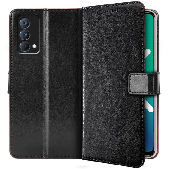 Cu clapetă pentru Realme GT Master, Crazy Horse Wallet, negru