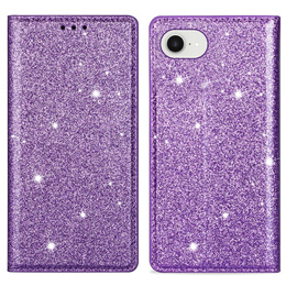 Carcasa flip pentru iPhone 16E, Card Slot Glittery, violet
