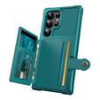 Husa pentru Samsung Galaxy S24 Ultra, Card Holder Kickstand, verde