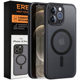 Husă pentru iPhone 12 Pro Max, pentru MagSafe, ERBORD Matt Case, negru + sticlă pentru ecran