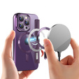 Cu clapetă pentru iPhone 15 Pro, RFID Wallet MagSafe CamShield, violet