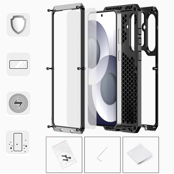 Husă blindată cu sticlă încorporată pentru Samsung Galaxy S26 Plus, negru