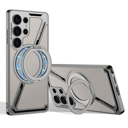 Husă pentru Samsung Galaxy S25 Ultra, GKK Kickstand Ring, pentru MagSafe, gri titan