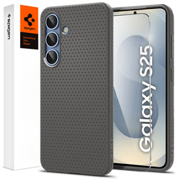 Carcasa Spigen pentru Samsung Galaxy S25, Liquid Air, negru + 9H Tempered Glass