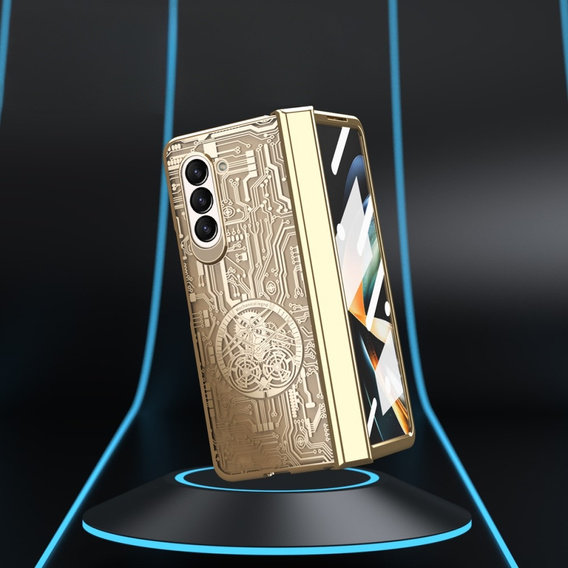 Husă pentru Samsung Galaxy Z Fold 5 5G, Mechanical Legend, de aur