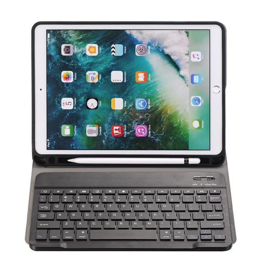 Carcasă + tastatură iPad 7/8/9 10.2 2019/2020/2021, Pen Slot, negru