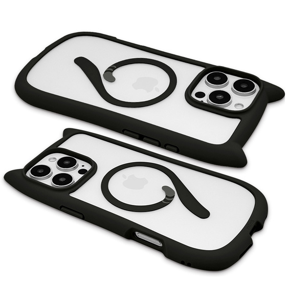 Husă pentru iPhone 16 Pro Max, pentru MagSafe, Cute Cat, negru + sticlă pentru ecran