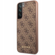 GUESS Huse pentru Samsung Galaxy S23, 4G Metal Gold Logo, maro
