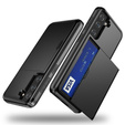 Huse pentru Samsung Galaxy S22, Sliding Card Holder, negru