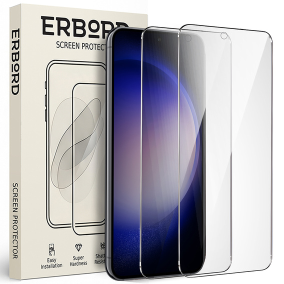 2x sticlă călită pentru Samsung Galaxy S23, ERBORD 9H Hard Glass pe ecran