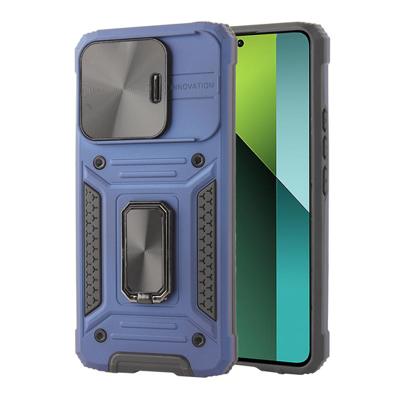 Carcasă blindată pentru Xiaomi Redmi Note 13 Pro 5G, CamShield Slide, albastru + sticlă călită 9H