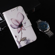 Cu clapetă pentru Oppo A17, Wallet, kwiat, alb
