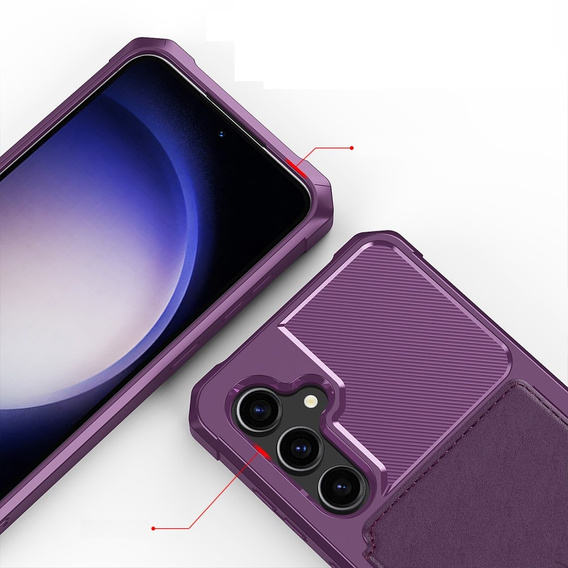Husa pentru Samsung Galaxy S23 FE, Card Holder Kickstand, violet