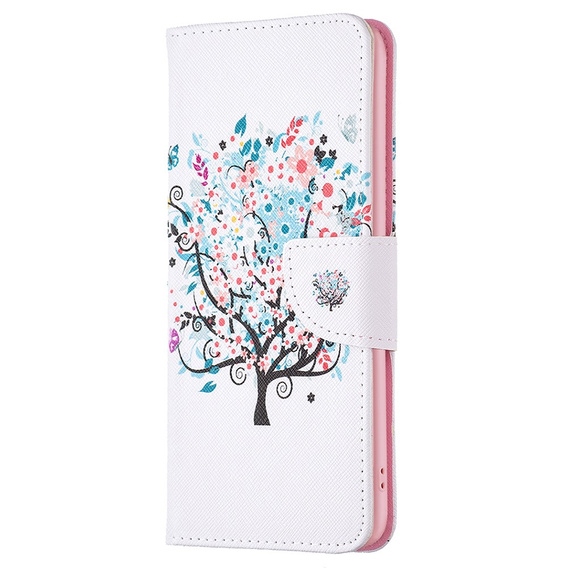 Cu clapetă pentru Samsung Galaxy M34, Wallet, colorful tree, alb